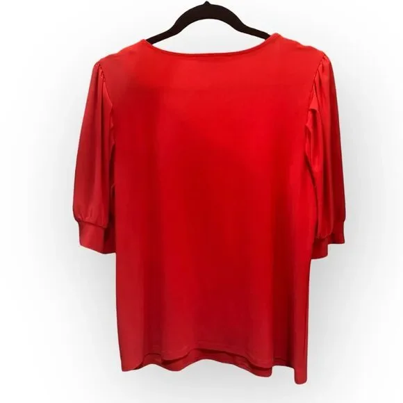 CeCe Red Puff Sleeve Blouse – Size Large – EUC - Picture 2 of 3